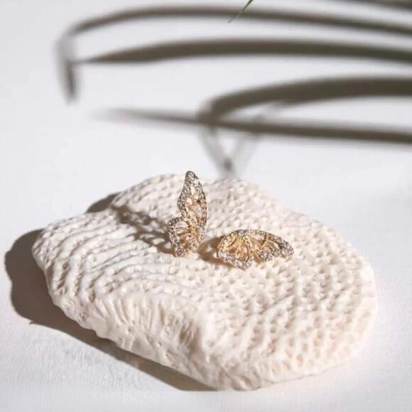 New Plunder "Navy Faye" Crystal Butterfly Earrings (1") - Picture 4 of 5